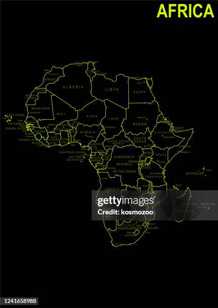 neon map of africa against black background - nigerian food stock illustrations