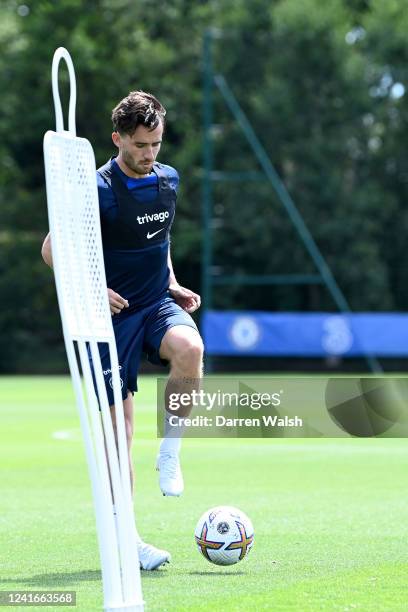 Ben Chilwell of Chelsea during a training session at Chelsea Training Ground on July 2, 2022 in Cobham, England.