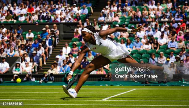 Coco Gauff of the United States in action against Amanda Anisimova of the United States in her third round match during Day Six of The Championships...