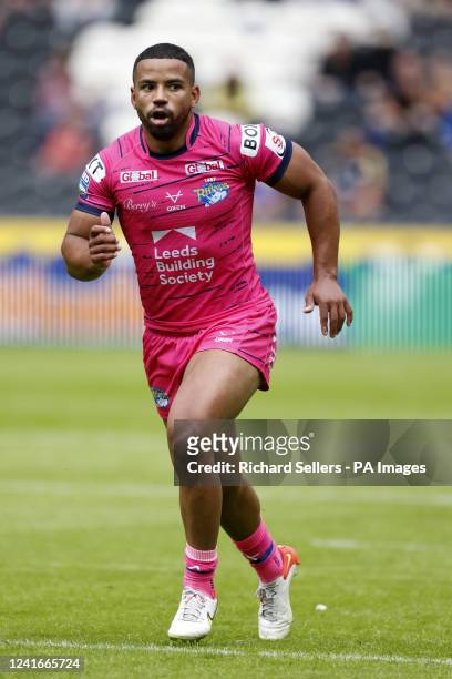 Leeds Rhino's Kruise Leeming during the Betfred Super League match at the MKM Stadium, Hull. Picture date: Saturday July 2, 2022.