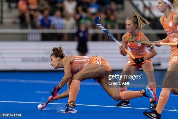 Frederique Matla during the match between the Netherlands and Ireland at the Hockey World Cup at Wagener Stadium, on July 2, 2022 in Amsterdam,...