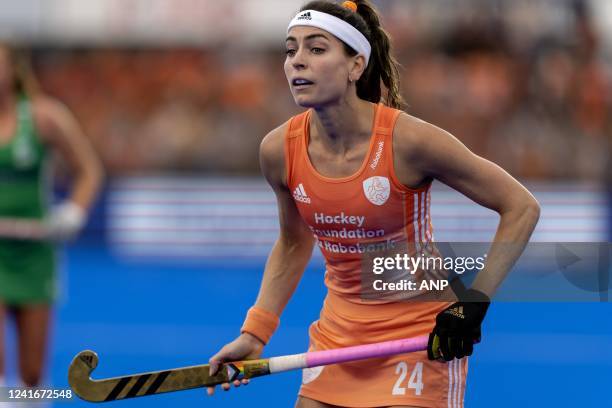Eva de Goede during the match between the Netherlands and Ireland at the Hockey World Cup at the Wagener Stadium, on July 2, 2022 in Amsterdam, the...