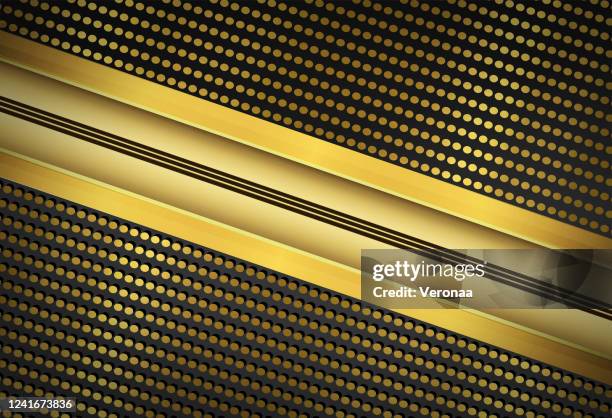 stockillustraties, clipart, cartoons en iconen met gouden cirkels en decoratief lint op zwarte achtergrond. - brushed gold