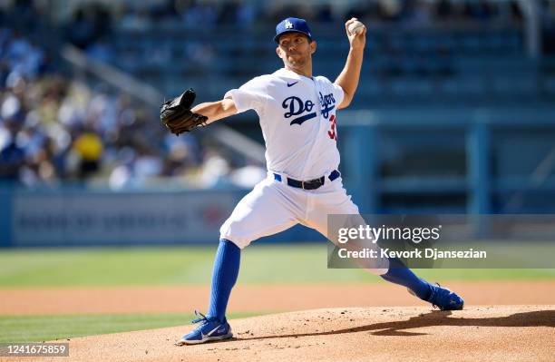 Starting pitcher Tyler Anderson of the Los Angeles Dodgers throws against the San Diego Padres during the first inning at Dodger Stadium on July 2,...