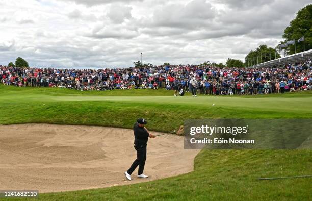 Kilkenny , Ireland - 3 July 2022; Shane Lowry of Ireland plays a shot from the bunker on the ninth green during day four of the Horizon Irish Open...