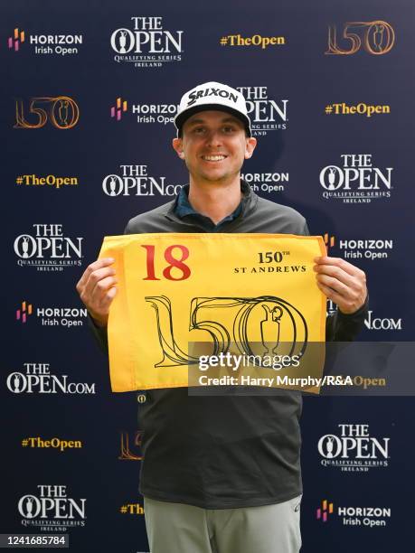 John Catlin of USA with a The Open flag after qualifying in The Open Qualifying Series, part of the Horizon Irish Open at Mount Juliet Estate on July...
