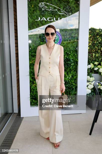 Michelle Dockery attends the Jaguar suite during The Championships at Wimbledon on July 3, 2022 in London, England.