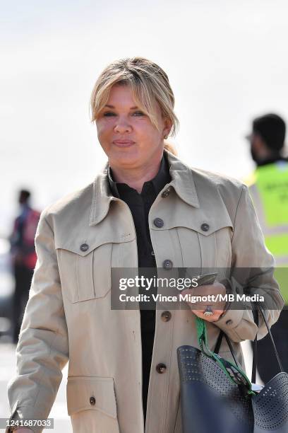 Corinna Schumacher mother of Mick Schumacher of Germany and Haas F1 during the F1 Grand Prix of Great Britain at Silverstone on July 3, 2022 in...