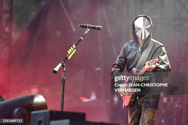 British singer and musician Matt Bellamy of rock band Muse performs during the 32nd Eurockeennes de Belfort rock music festival in Sermamagny,...