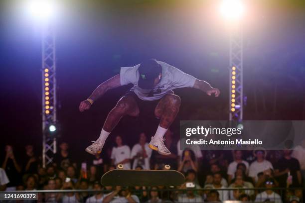 Nyjah Huston of the USA in action during the men's Final of the World Street Skateboarding Rome 2022 at Colle Oppio park, on July 3, 2022 in Rome,...