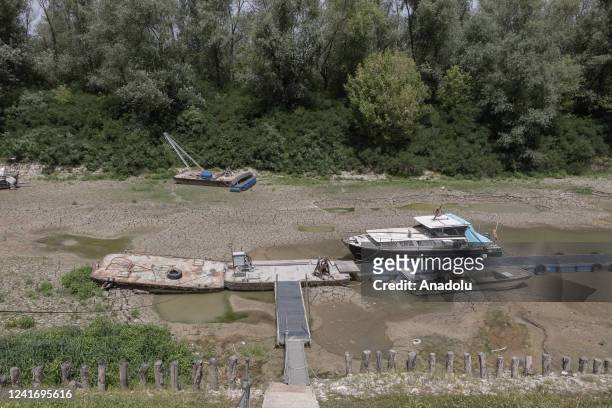 The entrance to the quay of Porto Nautica Torricella rested on the dry bed of a bend in the Po river in Sissa, in the province of Parma, Italy on...