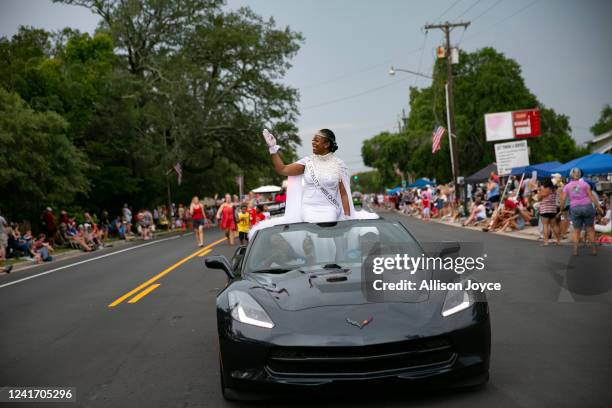 Residents participate in the annual Independence Day Parade on July 4, 2022 in Southport, North Carolina. The U.S. Declaration of Independence was...