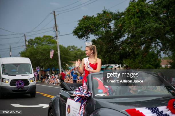 Residents participate in the annual Independence Day Parade on July 4, 2022 in Southport, North Carolina. The U.S. Declaration of Independence was...