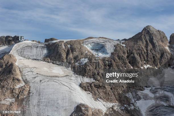 The photo shows the crater left by the serac, 80 meters high, 200 meters wide and 60 meters deep, which on July 3 2022 detaches itself from the...