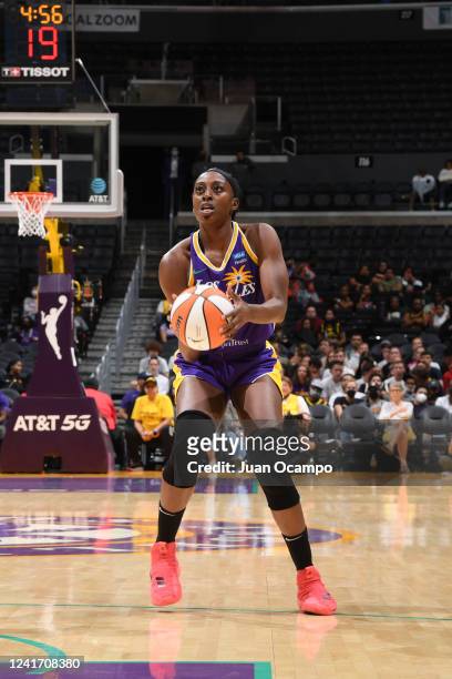 July 4: Chiney Ogwumike of the Los Angeles Sparks handles the ball during the game against the Phoenix Mercury on July 4, 2022 at Crypto.com Arena in...