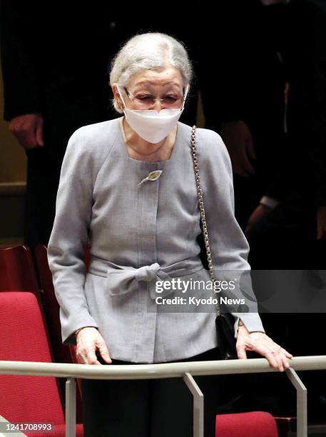 Former Japanese Empress Michiko attends a charity concert in Tokyo on July 4, 2022.