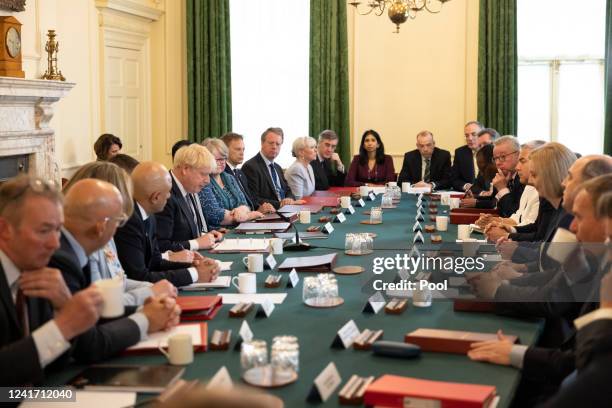 British Prime Minister Boris Johnson holds the weekly Cabinet meeting at Downing Street on July 5, 2022 in London, England.