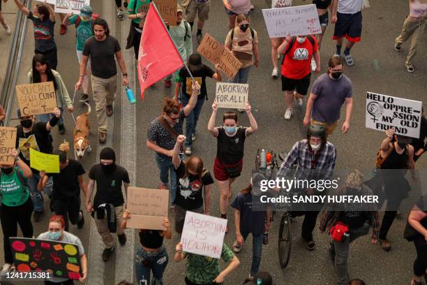 Abortion rights activist protests during a Pro Choice rally near the Tucson Federal Courthouse in Tucson, Arizona, July 4, 2022.