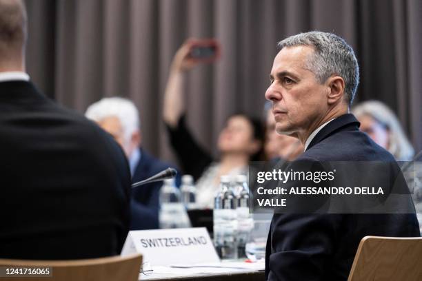 President of the Swiss Confederation Ignazio Cassis attends the Post-Lugano-Coordination Meeting to discuss the implementation of the decisions of...