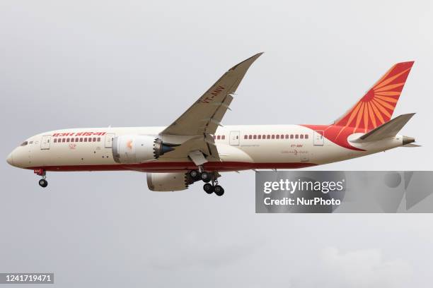 Air India Boeing 787 lands at Heathrow Airport on Monday 27 June.