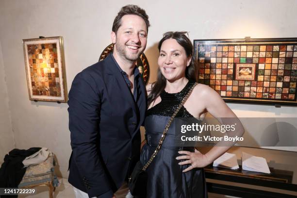 Derek Blasberg and Fabiola Beracasa at Galerie Gismondi on July 5, 2022 in Paris, France.