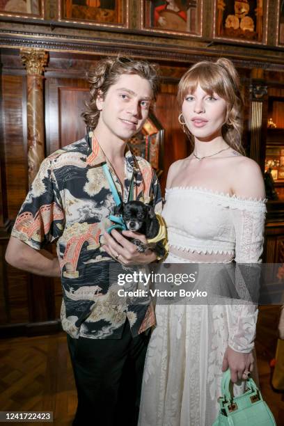 Tobias Engel and Ivy Getty at Galerie Gismondi on July 5, 2022 in Paris, France.