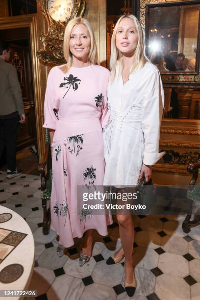 Marie-Chantal, Crown Princess of Greece and Maria Olympia of Greece and Denmark at Galerie Gismondi on July 5, 2022 in Paris, France.