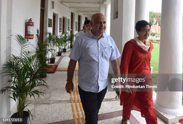 Delhi Government Deputy Chief Minister Manish Sisodia and MLA Atishi Singh at Vidhan Sabha on the Second day of session of Seventh Legislative...