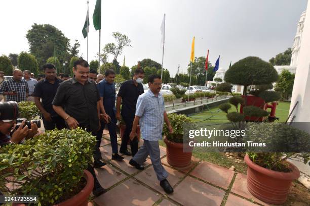 Delhi Government chief Minister Arvind Kejriwal at Vidhan Sabha on the Second day of session of Seventh Legislative Assembly on July 5, 2022 in New...