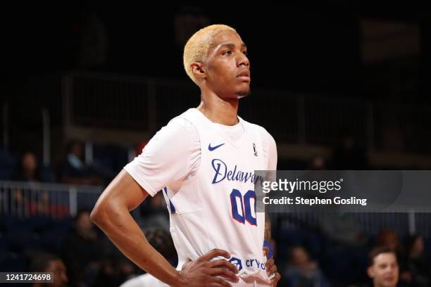 Patrick McCaw of the Delaware Blue Coats looks on during the game against the Capital City GoGo during an NBA G-League game on March 23, 2022 at...