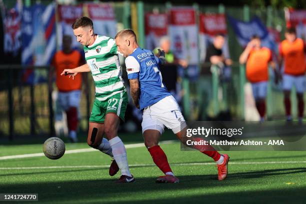 Danny Davies of TNS The New Saints and Kirk Millar of Linfield FC during the UEFA Champions League First Qualifying Round First Leg match between The...