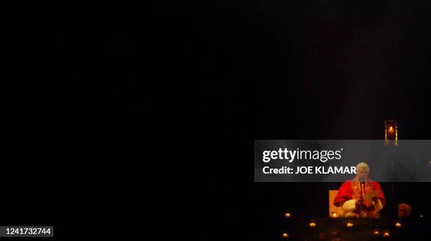 Pope Benedict XVI holds his prayer vigil at the Marienfeld near Kerpen during the World Youth Day, 20 August 2005, for hundreds of thousands of young...