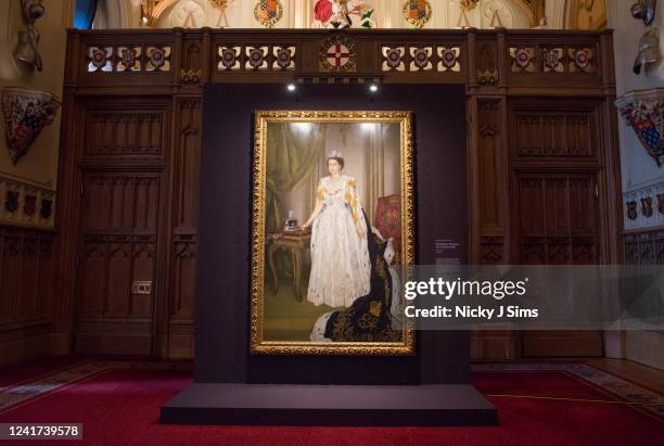 Continuing the Platinum Jubilee celebrations in this historic year, the portrait 'Her Majesty The Queen In Coronation Robes' painted by Herbert James...