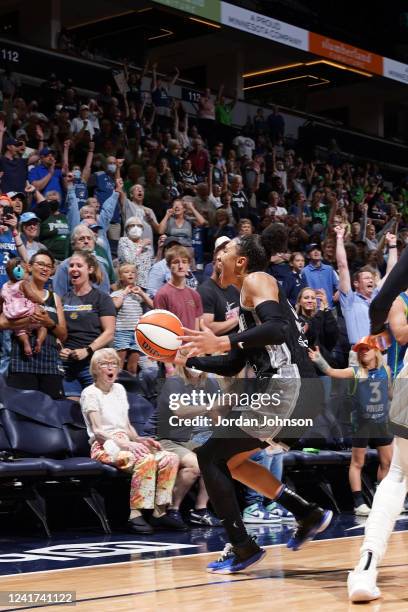 Aerial Powers of the Minnesota Lynx celebrates winning the game against the Chicago Sky on July 6, 2022 at Target Center in Minneapolis, Minnesota....