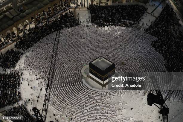 Photo taken from the Royal Clock Tower shows the Kaaba, Islam's holiest site located in the center of the Masjid al-Haram in Mecca, Saudi Arabia on...