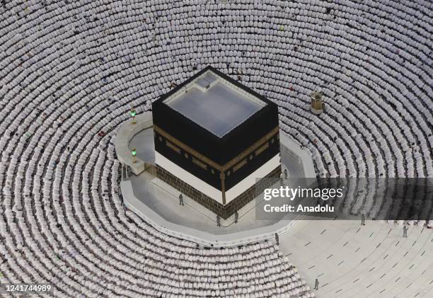 Photo taken from the Royal Clock Tower shows the Kaaba, Islam's holiest site located in the center of the Masjid al-Haram in Mecca, Saudi Arabia on...