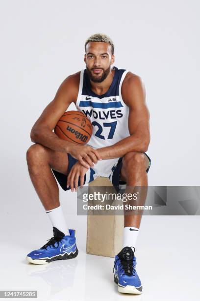 Rudy Gobert of the Minnesota Timberwolves poses for a portrait on July 6, 2022 at Target Center in Minneapolis, Minnesota. NOTE TO USER: User...