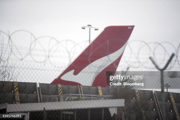 Qantas Airways Ltd. Aircraft on the tarmac at Sydney Airport in Sydney, Australia, on Wednesday, July 6, 2022. Qantas, which carries the slogan...