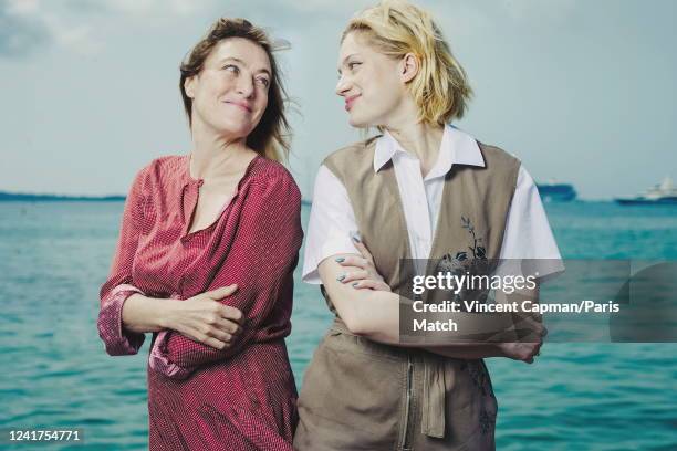 Film director Valeria Bruni Tedeschi and actor Nadia Tereszkiewicz are photographed for Paris Match on May 22, 2022 in Cannes, France.