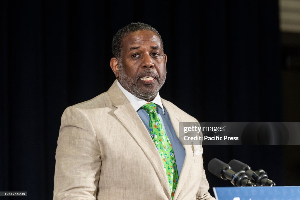 State Senator Kevin Parker speaks at Governor Kathy Hochul...