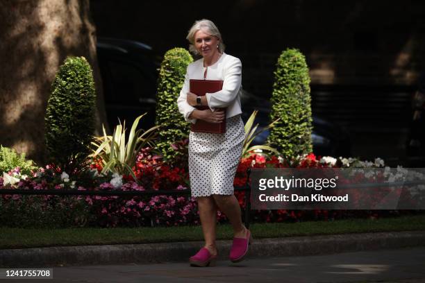 Culture Secretary Nadine Dorries arrives for a Cabinet Meeting on July 7, 2022 in London, England. After many ministerial resignations over the last...