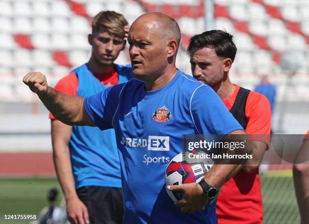 Sunderland boss Alex Neil takes training at Albufeira Muncipal Stadium on July 7, 2022 in Albufeira, Portugal.