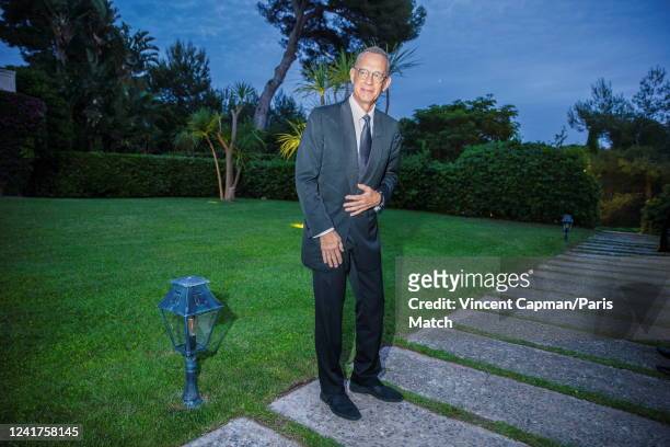 Actor Tom Hanks is photographed for Paris Match at the AmfAR gala at the Cap-Eden-Roc Hotel on May 26, 2022 in Cap d'Antibes, France.