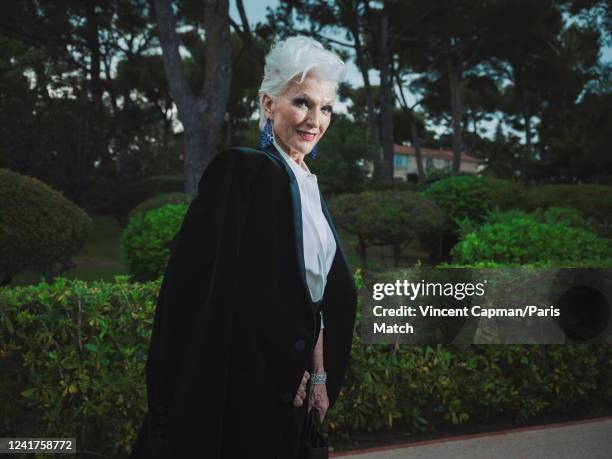 Maye Musk is photographed for Paris Match at the AmfAR gala at the Cap-Eden-Roc Hotel on May 26, 2022 in Cap d'Antibes, France.