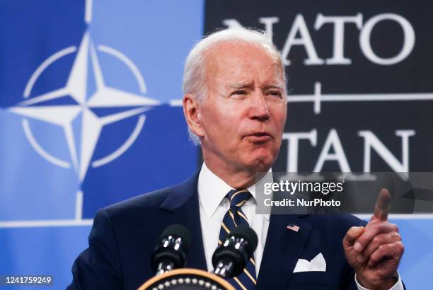 President Joe Biden is holding a press conference during the NATO Summit at the IFEMA congress centre in Madrid, Spain on June 30, 2022.