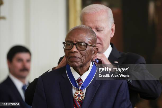 President Joe Biden presents the Presidential Medal of Freedom to Fred Gray, one of the first Black members of the Alabama state legislate since...