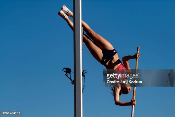 Viktorie Ondrova of Czech Republic competes in Womens Pole Vault during day 4 of Jerusalem 2022 European Athletics U18 Championships at Givat-Ram...