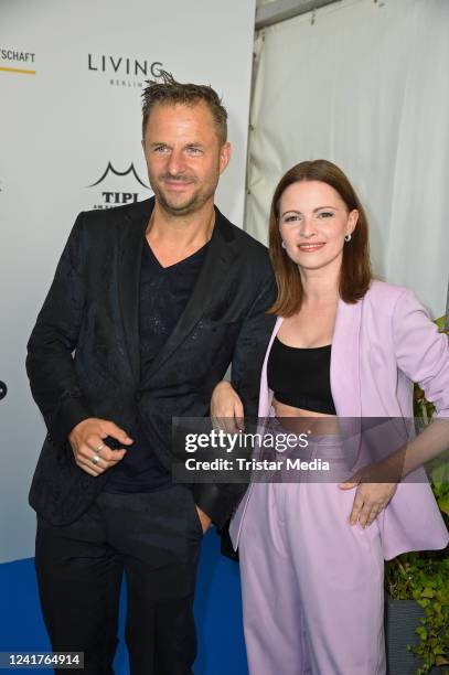 Philipp Hochmair and Jennifer Ulrich attend the German Producers Alliance Summer Party at Tipi am Kanzleramt on July 7, 2022 in Berlin, Germany.