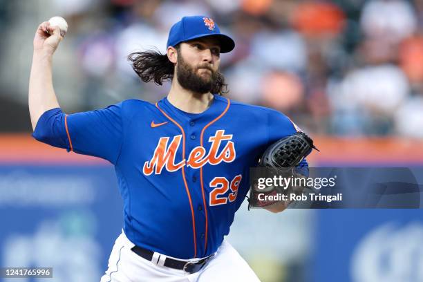 Trevor Williams of the New York Mets pitches during the game between the Miami Marlins and the New York Mets at Citi Field on Thursday, July 7, 2022...