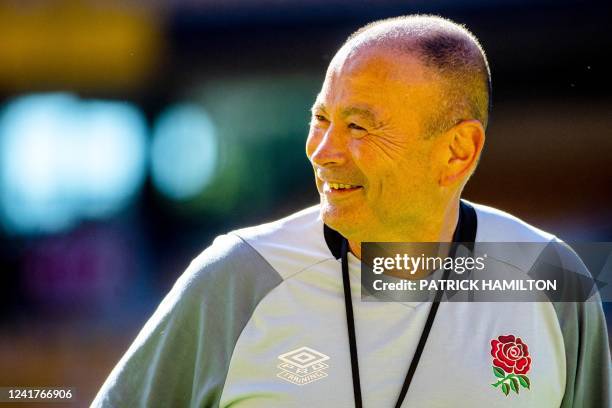 England head coach Eddie Jones looks on during the captain's run at Suncorp Stadium in Brisbane on July 08 ahead of the second rugby union Test...